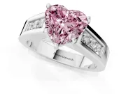 Heart-Shaped Channel-Set Engagement Ring Setting for a Fancy Pink Lab-Grown Diamond | Platinum