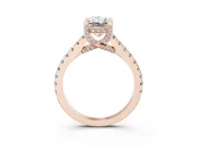 Radiant Cut Hidden Halo Pave Engagement Ring Setting | Claw Prongs | Rose Gold