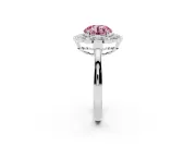 Round Scalloped Cluster Halo Engagement Ring Setting for a Fancy Pink Lab-Grown Diamond | Plain Band | Sterling Silver