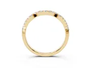 Round Diamond Scalloped Pavé Wedding Band Set in Yellow gold with Shared Prong Setting
