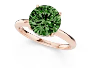 Round Micro-Prong Hidden Halo Engagement Ring Setting for a Fancy Green Lab-Grown Diamond | Plain Band | Rose Gold