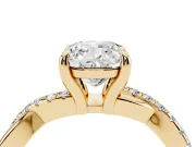 Cushion Cut Pavé Twist Engagement Ring Setting | Crossover Band | Yellow Gold