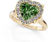 Heart-Shaped Claw Corner Halo Engagement Ring Setting for a Fancy Green Lab-Grown Diamond | Plain Band | Yellow Gold