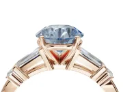 Round Tapered Baguette Engagement Ring Setting for a Fancy Blue Lab-Grown Diamond | Rose Gold