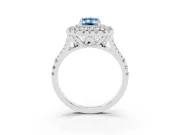 Emerald Cut Halo Split Shank Engagement Ring Setting for a Fancy Blue Lab-Grown Diamond | Pavé Strands | Platinum