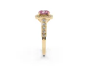 Cushion Cut Graduated Milgrain Halo Engagement Ring Setting for a Fancy Pink Lab-Grown Diamond | Yellow Gold
