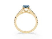 Oval Graduated Split Shank Engagement Ring Setting for a Fancy Blue Lab-Grown Diamond | Yellow Gold