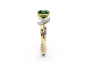 Asscher Cut Floral Vine Engagement Ring Setting for a Fancy Green Lab-Grown Diamond | Yellow Gold