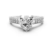 Heart-Shaped Vintage Hidden Halo Engagement Ring Setting | Milgrain Pave Band | Sterling Silver