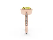 Oval Milgrain Halo Engagement Ring Setting for a Fancy Yellow Lab-Grown Diamond | Side Stones | Rose Gold