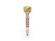 Princess Cut Hidden Halo Engagement Ring Setting for a Fancy Yellow Lab-Grown Diamond | Milgrain Pave | Rose Gold