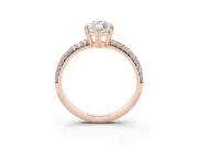 Marquise Three Row Pave Solitaire Engagement Ring Setting | Double Claw Prongs | Rose Gold
