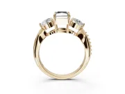 Fancy Black Radiant Cut Lab-Grown Diamond Three-Stone Ring Set in Yellow Gold with Channel-Set Band and Prong Setting