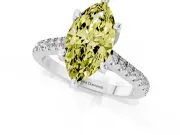 Marquise Hidden Halo Pave Engagement Ring Setting for a Fancy Yellow Lab-Grown Diamond | Claw Prongs | White Gold