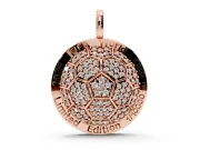 Round Lab-Grown Diamond Pavé Soccer Ball Pendant Necklace | Lettered Rim | Rose Gold