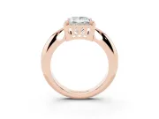 Princess Cut Diamond Halo Engagement Ring Set in Rose gold with Plain Split Shank and Prong Setting