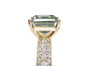 Asscher Cut Domed Pavé Engagement Ring Setting for a Fancy Green Lab-Grown Diamond | Yellow Gold