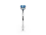 Fancy Blue Cushion Cut Diamond Solitaire Engagement Ring Set in Platinum with Prong Setting and Polished Band