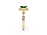 Asscher Cut Halo Engagement Ring Setting for a Fancy Green Lab-Grown Diamond | Bezel Station Shoulders | Yellow Gold