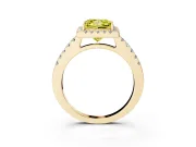 Princess Cut Halo Engagement Ring Setting for a Fancy Yellow Lab-Grown Diamond | Single Row Pavé Band | Yellow Gold