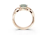 Princess Cut Bypass Solitaire Engagement Ring Setting for a Fancy Green Lab-Grown Diamond | Pavé Strands | Rose Gold