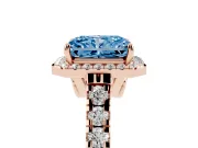Radiant Cut Accented Halo Engagement Ring Setting for a Fancy Blue Lab-Grown Diamond | Rose Gold
