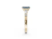 Emerald Cut Tapered Baguette Engagement Ring Setting for a Fancy Blue Lab-Grown Diamond | Bar Set Sides | Yellow Gold