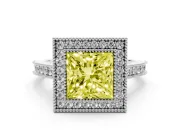 Princess Cut Halo Engagement Ring Setting for a Fancy Yellow Lab-Grown Diamond | Sterling Silver - Design NV-24721