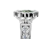 Round Halo Engagement Ring Setting for a Fancy Green Lab-Grown Diamond | Side Clusters | Platinum
