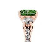 Radiant Cut Three-Stone Engagement Ring Setting for a Fancy Green Lab-Grown Diamond | Rose Gold