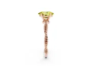 Fancy Yellow Oval Cut Diamond Solitaire Ring Set in Rose gold with Twisted Band and Bead Prong Setting
