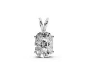Elongated Cushion Lab-Grown Diamond Solitaire Pendant Necklace | Split Bail | Sterling Silver