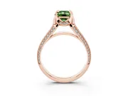 Emerald Cut Hidden Halo Engagement Ring Setting for a Fancy Green Lab-Grown Diamond | Triple Row Pavé Band | Rose Gold