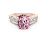 Oval Cathedral Channel Set Engagement Ring Setting for a Fancy Pink Lab-Grown Diamond | Double Claw Prongs | Rose Gold