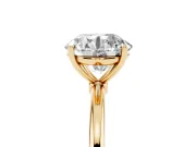 Round Thin Solitaire Engagement Ring Setting | Straight Plain Band | Yellow Gold