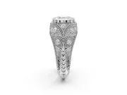 Asscher Cut Vintage Bezel Engagement Ring Setting | Beaded Paisley Shoulders | Platinum