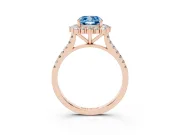 Cushion Cut Scalloped Halo Engagement Ring Setting for a Fancy Blue Lab-Grown Diamond | Single Row Pave | Rose Gold