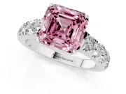 Asscher Cut Engagement Ring Setting for a Fancy Pink Lab-Grown Diamond | White Gold - Design NV-24643