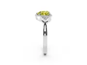 Fancy Yellow Heart Cut Diamond Milgrain Solitaire Ring Set in Silver with Tapered Pavé Band and Prong Setting