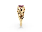 Asscher Cut Leaf Bypass Engagement Ring Setting for a Fancy Pink Lab-Grown Diamond | Yellow Gold