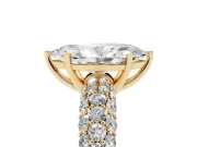 Marquise Multi Row Pave Solitaire Engagement Ring Setting | Domed Shoulders | Yellow Gold