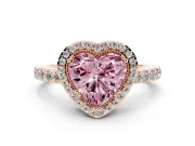 Heart-Shaped Vintage Halo Pavé Engagement Ring Setting for a Fancy Pink Lab-Grown Diamond | Milgrain Border | Rose Gold