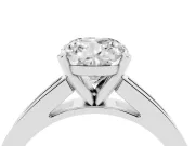 Cushion Cut Diamond Solitaire Ring Set in Silver with Channel-Set Band and Prong Setting