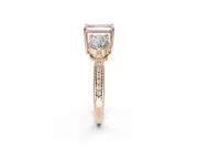 Emerald Cut Three Stone Engagement Ring Setting for a Fancy Pink Lab-Grown Diamond | Tapered Pave Band | Rose Gold