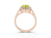 Fancy Yellow Round Cut Diamond Floral Halo Ring Set in Rose gold with Pavé Band and Prong Setting