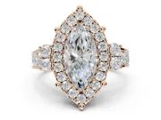 Marquise Halo Side Cluster Engagement Ring Setting | Graduated Channel Band | Rose Gold