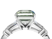 Asscher Cut Tapered Baguette Engagement Ring Setting for a Fancy Green Lab-Grown Diamond | Sterling Silver