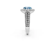 Fancy Blue Oval Cut Diamond Halo Engagement Ring Set in Silver with Split Shank and Prong Setting