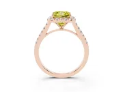 Princess Cut Halo Engagement Ring Setting for a Fancy Yellow Lab-Grown Diamond | Pave Shoulders | Rose Gold
