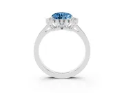 Fancy Blue Heart Cut Diamond Halo Ring Set in White gold with Round Halo and Smooth Solitaire Band